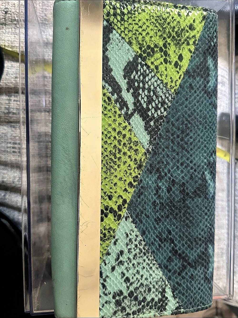 Aldo faux snake skin Pluto Green Chain Clutch